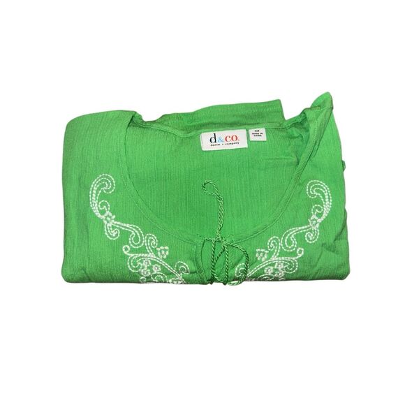 Denim & Co Women 2 Pc 3X Gauze Embroidered Butterfly Sleeve Top & Tank Green NWT - Picture 1 of 7